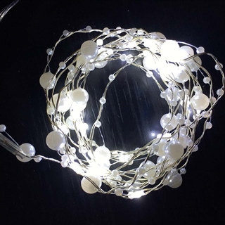 LED lyskæde med perler - Hvidt lys- 2 Meter